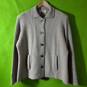 Marisa Christina‎ Grace Collection Knit Cardigan Sweater Beige L Button Front